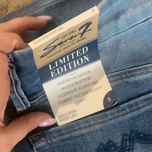 Seven7 Women's Divine Pull-on Wide Leg High Rise Jeans Pant Strata NWT - Picture 5 of 5